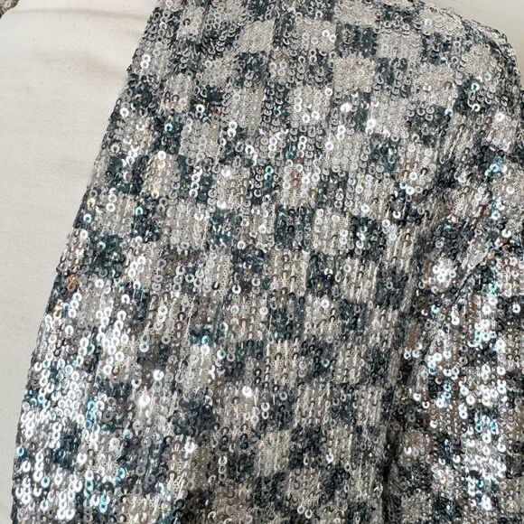 Steve Madden Shae Silver Sequin Longline Duster Jacket | Medium | Anthropologie - Picture 5 of 12